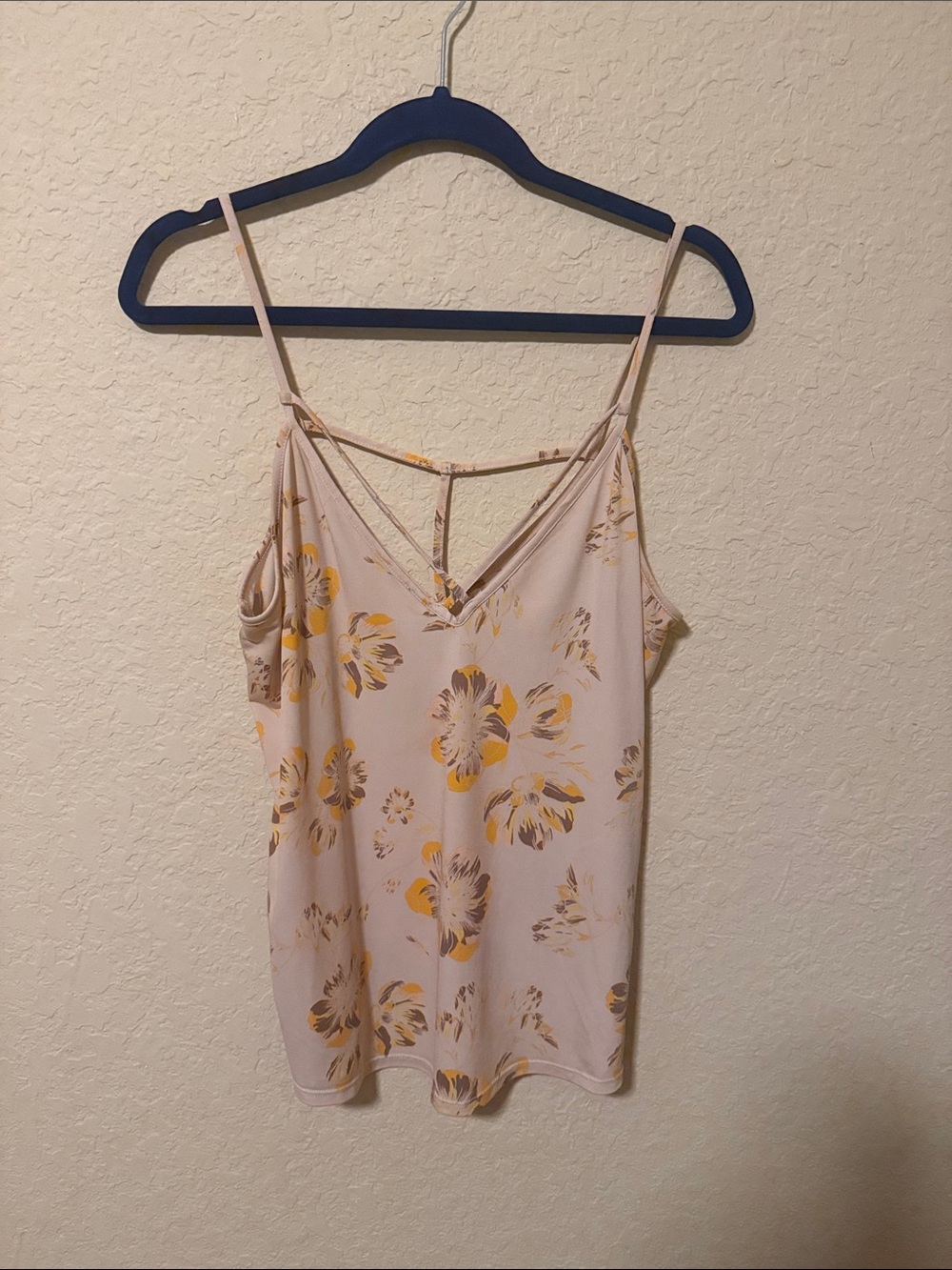 Free People Pale Pink Floral V-Neck Strappy Camisole